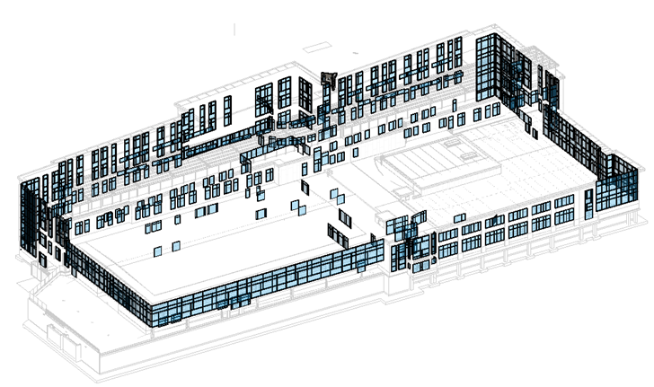 School building in Watertown, MA, USA – BIM modeling and shop drawings for a 32,000 sq ft façade package.